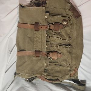 Canvas and leather messenger bag